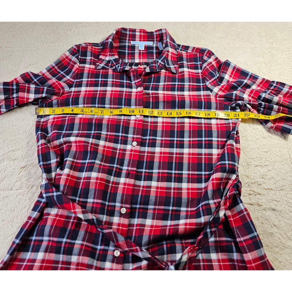 Draper James Sz14 Blue Red White Plaids Shirt Dress w belt. Artzy. Soft. Spring - Picture 5 of 11